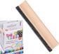 Merkloos Voordelige krijtbord wisser 12 cm van hout - Met 12x gekleurde krijtjes - schoolbord beschrijven