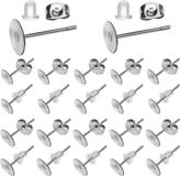 Boucles d'oreilles ensemble de fermoirs pour la production de bijoux avec fermoir à clip papillon, 500 pièces, couleur argent, base plate 6 mm et 8 mm
