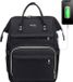 Sac à dos pour ordinateur portable imperméable 17 pouces pour femmes - École et voyage - Port de chargement USB - Noir