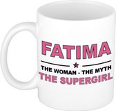 Bellatio Decorations naam cadeau mok - Fatima - Woman Myth Supergirl - koffiemok - 300 ml - collega - moederdag