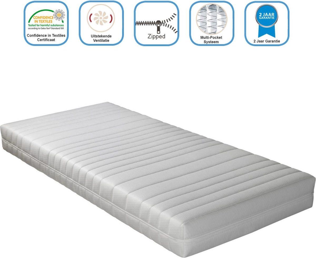 Drôme Matras LAURENT MEDIUM Pocketveer 160x210cm - Wit