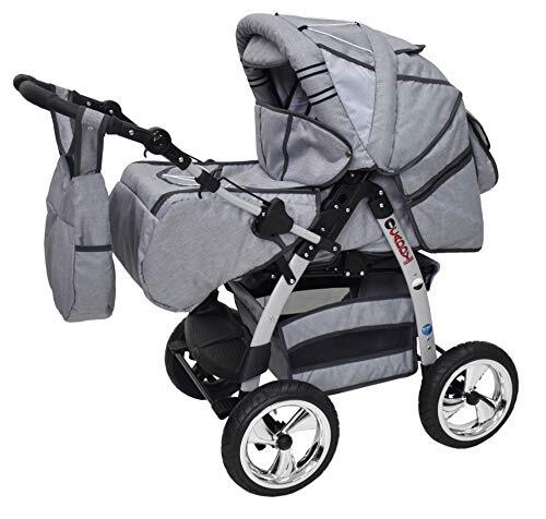 Lux4Kids Kinderwagen met autostoel Isofix alles in een 3-in-1 combikinderwagen King by ChillyKids Silver & Snow 4-in-1 met Isofix