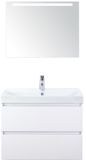 BES LED Maxx XL Badmeubelset 80 cm - Wit Hoogglans - Wastafel Just 1 Kraangat met LED Spiegel