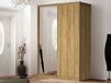 Karl Armoire 2 portes coulissantes chêne doré avec miroir