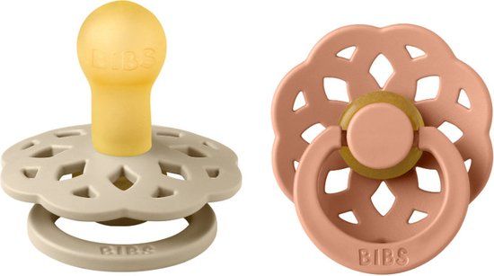 BiBS Boheme Pacifier - Stage 1 - 0-6 Months - Vanilla / Peach - 2 Pack