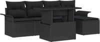 vidaXL Tuinbank Set 6-delig Zwart Polyrotan