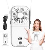 Merkloos Draagbare Handventilator - Oplaadbare Kleine Fan - Koelte Onderweg - Inclusief LED Display - 3000mAh Batterij - Wit