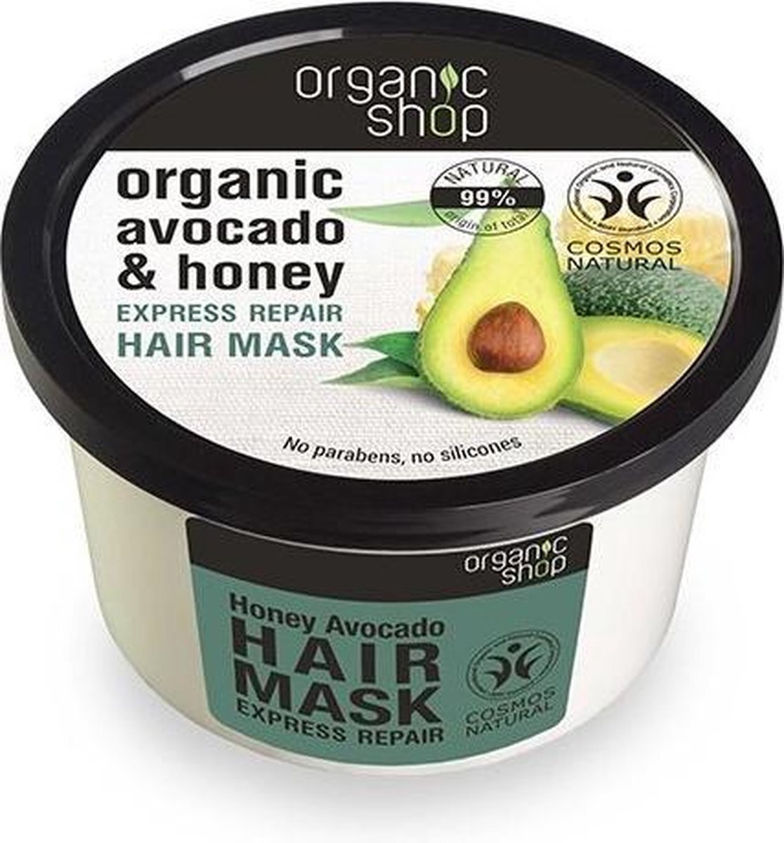 Organic Shop Hair Mask Express Repair Avocado en Honey, Bianco, Honing, 250 ml