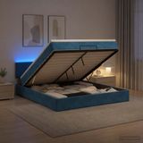 vidaXL Ottomaans Bed met Matras en LED Donkerblauw 180 x 200 cm