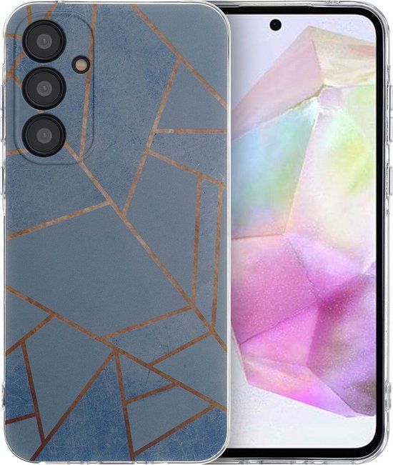 iMoshion Hoesje Samsung Galaxy A35 - Siliconen Back Cover - Blue Graphic