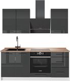 Vicco Eenpersoonskeuken Fame-Line, Antraciet Hoogglans/Wit, 190 cm, WB Eik