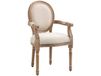 HOMCOM Chaise de salle à manger médaillon style Louis XVI bois massif patiné sculpté tissu lin beige - 49 x 56 x 96 cm