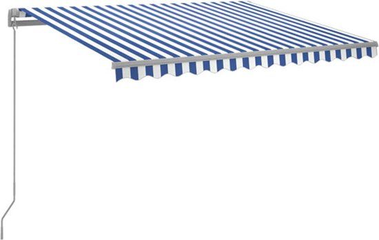 vidaXL Luifel handmatig uittrekbaar met LED 300x250 cm blauw en wit