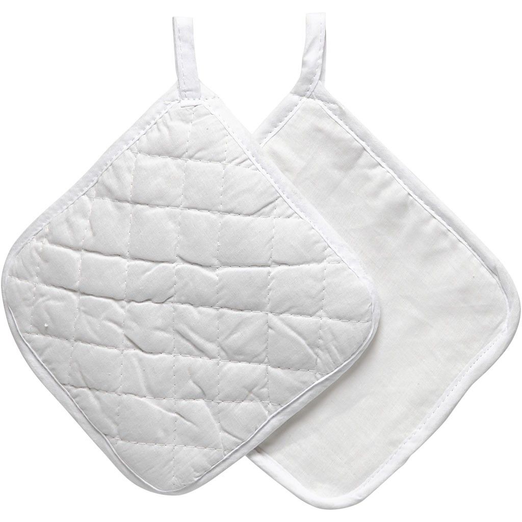 creotime 444601 Pannenlappen en ovenwanten wit katoen 20cm - 4 stuks