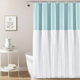 Lush Decor Tule Rok Colorblock Douchegordijn, 182 cm x 72 inch, Spa Blauw & Wit
