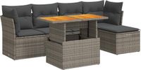 vidaXL 6-delige dining loungeset met kussens, polyrattan, grijs