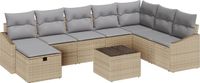 vidaXL Tuinbank Set 9-delig Poly Rattan Beige/Lichtgrijs