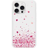 Apple iPhone 16 Confettis de coeurs rose Verstevigd hoesje met sublimatie bedrukking