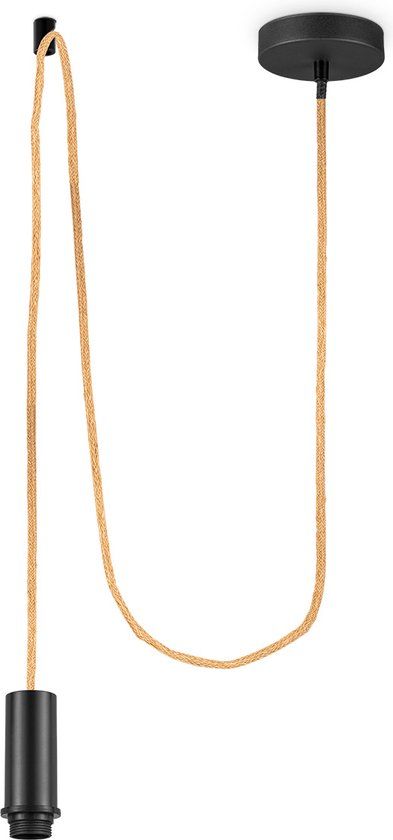 Home Sweet Home Moderne Hanglamp - Twine - 10/10/230 cm - Plafondkap in Zwart Metaal - set met E27 Lampfittingen