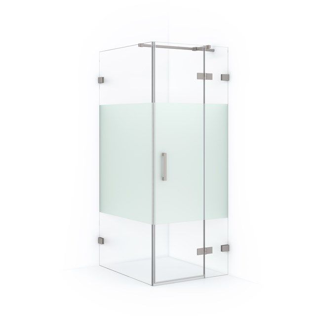 Maxaro Douchecabine Diamond 90x80cm 8mm Helder Veiligheidsglas met Matte Strook Geborsteld RVS