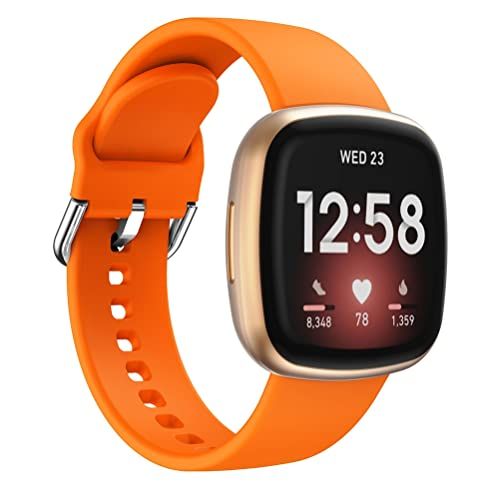 By Qubix Qubix Siliconen bandje - Oranje - compatible met Fitbit Versa 3 & 4 / Sense 1 & 2