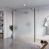 FortiFura Galeria Vrijstaande Inloopdouche - 160x200cm - glas - antikalk - 8mm veiligheidsglas - 2 zijwanden - 40cm - wandsteunen en hoekprofielen - mat zwart