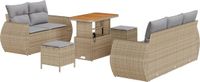 vidaXL Tuinbank Set 8-delig Beige Poly Rattan