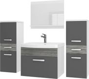 B BELINI GROUP BELINI Badkamermeubel Set PRI PM4 - Badmeubelset 120 cm Grijs Glamour Hoogglans met Wastafel en Spiegel - Wandmontage