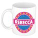 Bellatio Decorations - Rebecca voornaam - koffiemok - beker - wit/roze - 300 ml