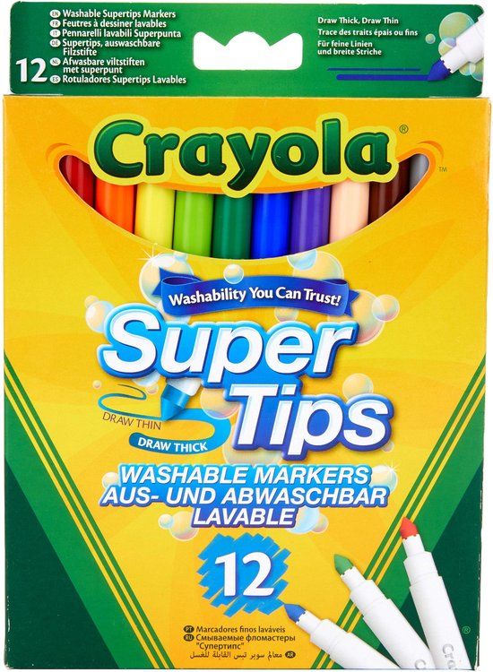 Crayola Super Tips Viltstiften - 12 Wasbare Viltstiften