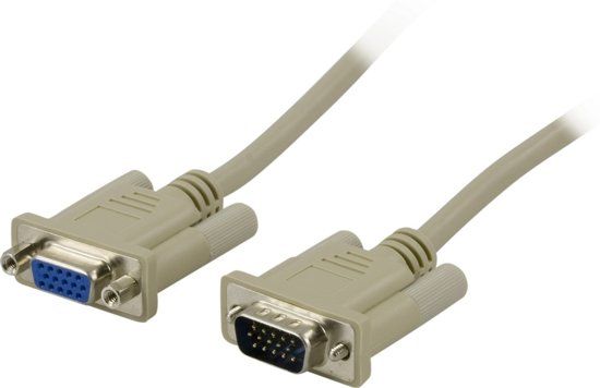 Deltaco DEL-39 VGA mannelijk naar VGA vrouwelijk 2m grijs
