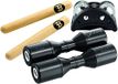 Meinl Percussion PP-1 3-delige starterverpakking incl. compacte CFJS2S-BK voettambourine, SH4BK Luis Conte Shaker en CL1HW Classic Wood Claves