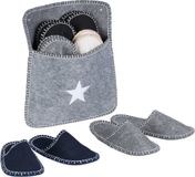 Relaxdays gastenpantoffels, 6 paar, set, met opbergzak, maat 36-45, vilten sloffen hotel, anti slip zool, meerkleurig