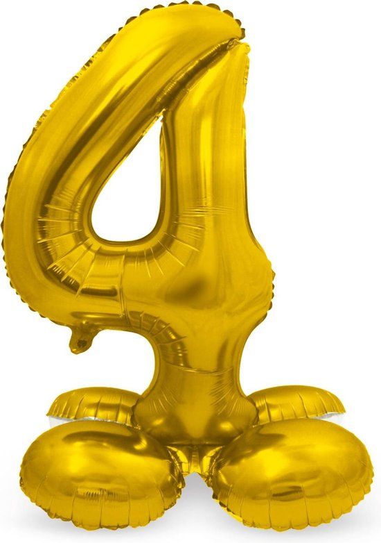 Folat - Folieballon Cijfer 4 Goud - 72 cm