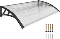 Outsunny Deurluifel - Polycarbonaat, Aluminium - 110L x 60B x 18H cm - Transparant + Zwart