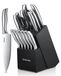 Omgoods - Set de 16 couteaux de cuisine avec bloc en bois