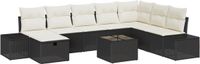 vidaXL - Tuinbank - Set - 9 - st - Zwart - poly - rattan