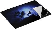 Chefcare Inductie Beschermer Huilende Wolf in Silhouet bij Volle Maan - 75x55 cm - Multicolor