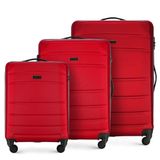 WITTCHEN Globe Line Medium koffer Medium trolley koffer Reiskoffer Check-in bagage van ABS Harde schaal trolley 4 wielen Cijferslot Maat M Rood KLM/Transavia/easyJet/Corendon Dutch Airlines