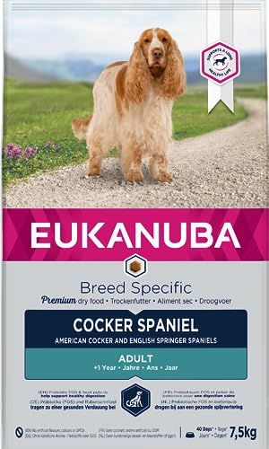 EUKANUBA Breed Specific Cocker Spaniel Droogvoer met Kip voor Volwassen Honden, 7,5 kg
