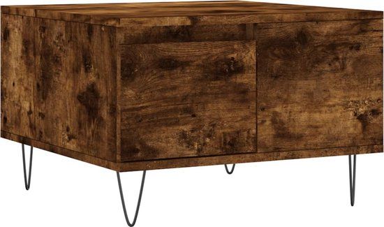 vidaXL Salontafel - 55x55x36,5 cm - Bewerkt hout - Gerookt eikenkleurig
