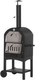 Merkloos / Sans marque Outdoor Pizzaoven 2-in-1 Pizzaoven en BBQ Grill met Beschermhoes en Pizzasteen - 63 cm Houtoven voor Perfecte Pizza's