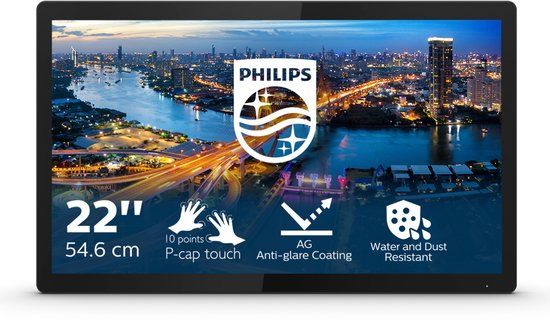 Philips B Line 222B1TFL/00 computer monitor 54,6 cm (21.5") 1920 x 1080 Pixels Full HD LED Touchscreen Zwart