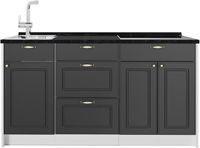 Vicco Keukenblok Fame-Line, Anthrazit-Gold Landhaus, 150 cm, WB Antraciet