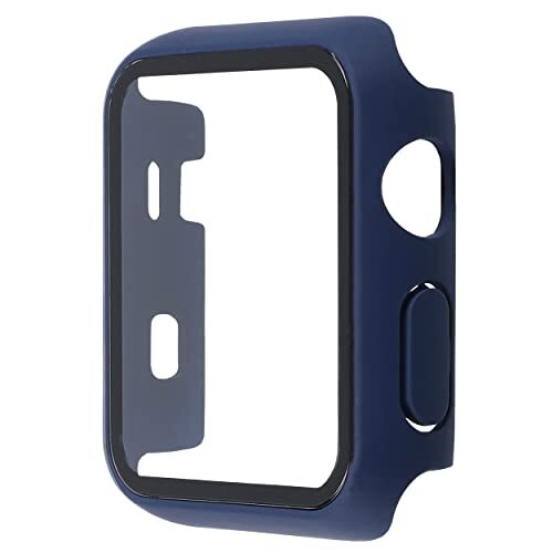 mumbi Beschermhoes met gehard glas, compatibel met Apple Watch Series 1/2/3, 38 mm, donkerblauw