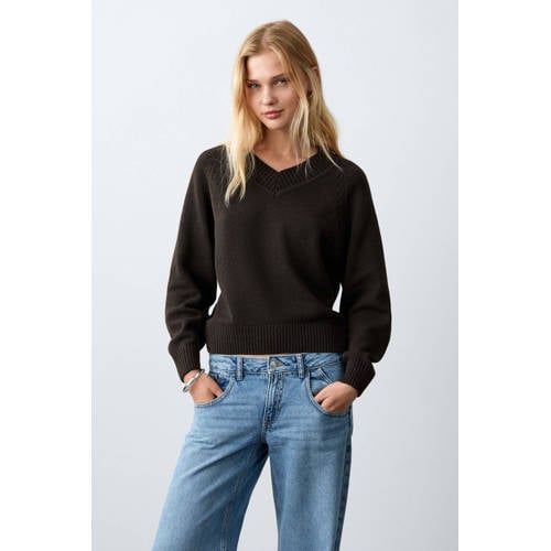 MANGO TEEN trui donkerbruin gebreid