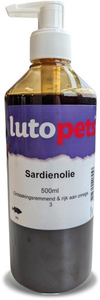 lutopets Sardienolie 500 ml - Rijk aan Omega 3 (EPA & DHA) - Gezonde Vacht & Huid - Natuurlijke Visolie voor Honden