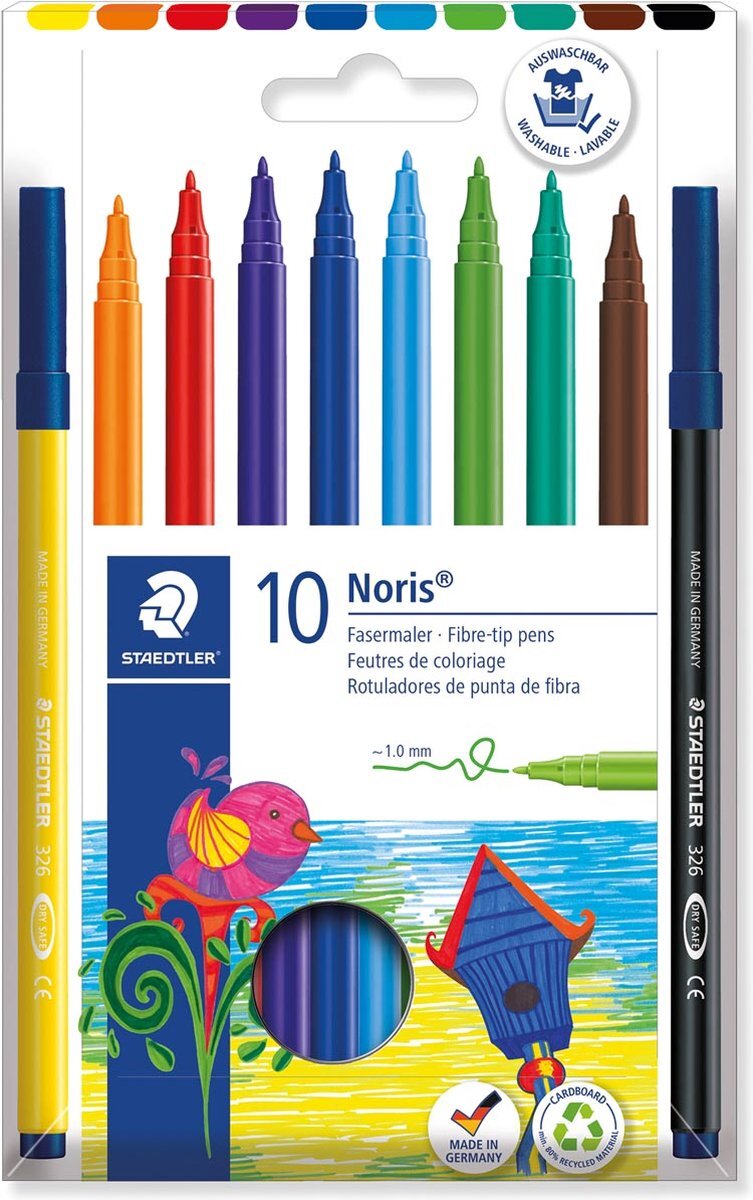 Staedtler Viltstift Noris 326, 10 stiften in een kartonnen etui