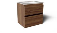 Saniclass Prime Vita Badkamermeubelset - 60x46x60cm - keramische wastafel glans wit - 1 wasbak - 1 kraangat - 2 lades - noten