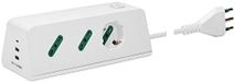 VIMAR CC.B 00604.CC.B Bureaustopcontact met schakelaar en kabel 2 m, 1 universele uitgang, 2 Italiaanse standaarduitgangen, 2 USB-A-uitgangen en 1 USB-C-uitgang, stekker 16 A, wit